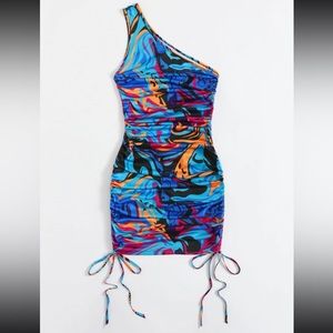 Multicolor One Shoulder Dress